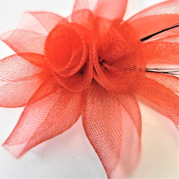 Red Floral Fascinator Hair Clip Flower Corsage Flower Floral Hair Accessory - Picture 7 of 9